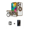 MARSİLYAN™- iPhone 16 Pro Max Kılıf Nova Minimal Serisi - Siyah 3D Antistatik Hayalet Cam Ekran Koruyucu + PVD Metal Kamera Lens - GS