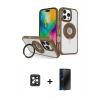 MARSİLYAN™- iPhone 16 Pro Max Kılıf Nova Minimal Serisi - Siyah 3D Antistatik Hayalet Cam Ekran Koruyucu + PVD Metal Kamera Lens - SH