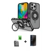 MARSİLYAN™- iPhone 16 Pro Max Kılıf Nova Minimal Serisi - Siyah 3D Antistatik Hayalet Cam Ekran Koruyucu + Raze Metal Kamera Lens - SH