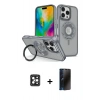 MARSİLYAN™- iPhone 16 Pro Max Kılıf Nova Minimal Serisi - Siyah 3D Antistatik Hayalet Cam Ekran Koruyucu + PVD Metal Kamera Lens - SH