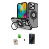 MARSİLYAN™- iPhone 16 Pro Max Kılıf Nova Minimal Serisi - Siyah 3D Antistatik Hayalet Cam Ekran Koruyucu + Raze Metal Kamera Lens - NLGY