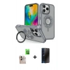 MARSİLYAN™- iPhone 16 Pro Max Kılıf Nova Minimal Serisi - Siyah 3D Antistatik Hayalet Cam Ekran Koruyucu + Raze Metal Kamera Lens - NLGY