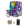 MARSİLYAN™- iPhone 16 Pro Max Kılıf Nova Minimal Serisi - Siyah 3D Antistatik Hayalet Cam Ekran Koruyucu + Pers Alüminyum Kamera Lens - CLTM