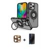 MARSİLYAN™- iPhone 16 Pro Max Kılıf Nova Minimal Serisi - Siyah 3D Antistatik Hayalet Cam Ekran Koruyucu + Pers Alüminyum Kamera Lens - CLTM