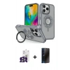MARSİLYAN™- iPhone 16 Pro Max Kılıf Nova Minimal Serisi - Siyah 3D Antistatik Hayalet Cam Ekran Koruyucu + Bilvis Titan Kamera Lens - GS
