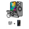 MARSİLYAN™- iPhone 16 Pro Max Kılıf Nova Minimal Serisi - Siyah 3D Antistatik Hayalet Cam Ekran Koruyucu + Pers Alüminyum Kamera Lens - GI
