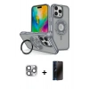 MARSİLYAN™- iPhone 16 Pro Max Kılıf Nova Minimal Serisi - Siyah 3D Antistatik Hayalet Cam Ekran Koruyucu + Pers Alüminyum Kamera Lens - GI
