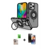 MARSİLYAN™- iPhone 16 Pro Max Kılıf Nova Minimal Serisi - Siyah 3D Antistatik Mat Seramik Nano Ekran Koruyucu + Raze Metal Kamera Lens - NLGY