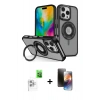 MARSİLYAN™- iPhone 16 Pro Max Kılıf Nova Minimal Serisi - Siyah 3D Antistatik Mat Seramik Nano Ekran Koruyucu + Raze Metal Kamera Lens - BZ