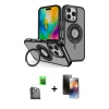 MARSİLYAN™- iPhone 16 Pro Max Kılıf Nova Minimal Serisi - Siyah 3D Antistatik Mat Seramik Nano Ekran Koruyucu + Raze Metal Kamera Lens - SH