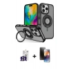 MARSİLYAN™- iPhone 16 Pro Max Kılıf Nova Minimal Serisi - Siyah 3D Antistatik Mat Seramik Nano Ekran Koruyucu + Bilvis Titan Kamera Lens - TMGI
