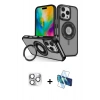MARSİLYAN™- iPhone 16 Pro Max Kılıf Nova Minimal Serisi - Siyah 3D Antistatik Seramik Nano Ekran Koruyucu + Gümüş Pers Alüminyum Kamera Lens