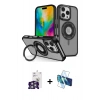 MARSİLYAN™- iPhone 16 Pro Max Kılıf Nova Minimal Serisi - Siyah 3D Antistatik Seramik Nano Ekran Koruyucu + Bilvis Titan Kamera Lens - GS