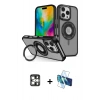 MARSİLYAN™- iPhone 16 Pro Max Kılıf Nova Minimal Serisi - Siyah 3D Antistatik Seramik Nano Ekran Koruyucu + PVD Metal Kamera Lens - GS