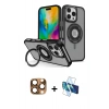 MARSİLYAN™- iPhone 16 Pro Max Kılıf Nova Minimal Serisi - Siyah 3D Antistatik Seramik Nano Ekran Koruyucu + Pers Alüminyum Kamera Lens - CLTM