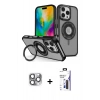 MARSİLYAN™- iPhone 16 Pro Max Kılıf Nova Minimal Serisi - Siyah Bilvis 3X AR Hayalet Cam Ekran Koruyucu + Pers Alüminyum Kamera Lens - GI