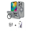 MARSİLYAN™- iPhone 16 Pro Max Kılıf Nova Minimal Serisi - Siyah Bilvis 3X AR Hayalet Cam Ekran Koruyucu + Pers Alüminyum Kamera Lens - GS