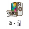 MARSİLYAN™- iPhone 16 Pro Max Kılıf Nova Minimal Serisi - Siyah Bilvis 3X AR Hayalet Cam Ekran Koruyucu + PVD Metal Kamera Lens - GD