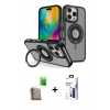 MARSİLYAN™- iPhone 16 Pro Max Kılıf Nova Minimal Serisi - Siyah Bilvis 3X AR Hayalet Cam Ekran Koruyucu + Raze Metal Kamera Lens - CLTM