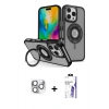 MARSİLYAN™- iPhone 16 Pro Max Kılıf Nova Minimal Serisi - Siyah Bilvis 3X AR HD Cam Ekran Koruyucu + Pers Alüminyum Kamera Lens - GS