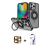 MARSİLYAN™- iPhone 16 Pro Max Kılıf Nova Minimal Serisi - Siyah Bilvis 3X AR HD Cam Ekran Koruyucu + Pers Alüminyum Kamera Lens - CLTM