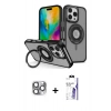 MARSİLYAN™- iPhone 16 Pro Max Kılıf Nova Minimal Serisi - Siyah Bilvis 3X AR HD Cam Ekran Koruyucu + Pers Alüminyum Kamera Lens - GI