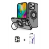 MARSİLYAN™- iPhone 16 Pro Max Kılıf Nova Minimal Serisi - Siyah Bilvis 3X AR HD Cam Ekran Koruyucu + PVD Metal Kamera Lens - GS