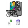MARSİLYAN™- iPhone 16 Pro Max Kılıf Nova Minimal Serisi - Siyah Bilvis 5in1 3D Magic Cam Ekran Koruyucu + Beyaz Raze Metal Kamera Lens