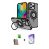 MARSİLYAN™- iPhone 16 Pro Max Kılıf Nova Minimal Serisi - Siyah Bilvis 5in1 3D Magic Cam Ekran Koruyucu + Çöl Titanyum Raze Metal Kamera Lens