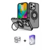 MARSİLYAN™- iPhone 16 Pro Max Kılıf Nova Minimal Serisi - Siyah Bilvis 5in1 3D Magic Cam Ekran Koruyucu + Gümüş Pers Alüminyum Kamera Lens