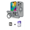 MARSİLYAN™- iPhone 16 Pro Max Kılıf Nova Minimal Serisi - Siyah Bilvis 5in1 3D Magic Cam Ekran Koruyucu + Gold PVD Metal Kamera Lens