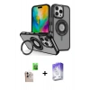 MARSİLYAN™- iPhone 16 Pro Max Kılıf Nova Minimal Serisi - Siyah Bilvis 5in1 3D Magic Cam Ekran Koruyucu + Natural Grey Raze Metal Kamera Lens