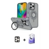 MARSİLYAN™- iPhone 16 Pro Max Kılıf Nova Minimal Serisi - Siyah Bilvis 5in1 5D Magic Hayalet Cam Ekran Koruyucu + PVD Metal Kamera Lens - GD