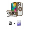 MARSİLYAN™- iPhone 16 Pro Max Kılıf Nova Minimal Serisi - Siyah Bilvis 5in1 5D Magic Hayalet Cam Ekran Koruyucu + PVD Metal Kamera Lens - SH