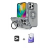 MARSİLYAN™- iPhone 16 Pro Max Kılıf Nova Minimal Serisi - Siyah Bilvis 5in1 5D Magic Hayalet Cam Ekran Koruyucu + PVD Metal Kamera Lens - SH