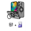 MARSİLYAN™- iPhone 16 Pro Max Kılıf Nova Minimal Serisi - Siyah Bilvis 5in1 5D Magic Hayalet Cam Ekran Koruyucu + Pers Alüminyum Kamera Lens - GI