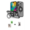 MARSİLYAN™- iPhone 16 Pro Max Kılıf Nova Minimal Serisi - Siyah Bilvis Hayalet Cam Ekran Koruyucu + Natural Grey Raze Metal Kamera Lens
