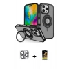 MARSİLYAN™- iPhone 16 Pro Max Kılıf Nova Minimal Serisi - Siyah Buffer Cam Ekran Koruyucu + Pers Alüminyum Kamera Lens - GI