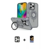 MARSİLYAN™- iPhone 16 Pro Max Kılıf Nova Minimal Serisi - Siyah Buffer Hayalet Cam Ekran Koruyucu + PVD Metal Kamera Lens - GS