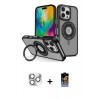 MARSİLYAN™- iPhone 16 Pro Max Kılıf Nova Minimal Serisi - Siyah Buffer Hayalet Cam Ekran Koruyucu + Pers Alüminyum Kamera Lens - GS
