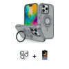 MARSİLYAN™- iPhone 16 Pro Max Kılıf Nova Minimal Serisi - Siyah Buffer Hayalet Cam Ekran Koruyucu + Pers Alüminyum Kamera Lens - GS