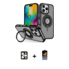 MARSİLYAN™- iPhone 16 Pro Max Kılıf Nova Minimal Serisi - Siyah Buffer Hayalet Cam Ekran Koruyucu + PVD Metal Kamera Lens - GD