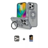MARSİLYAN™- iPhone 16 Pro Max Kılıf Nova Minimal Serisi - Siyah Buffer Hayalet Cam Ekran Koruyucu + PVD Metal Kamera Lens - GD