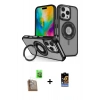 MARSİLYAN™- iPhone 16 Pro Max Kılıf Nova Minimal Serisi - Siyah Buffer Hayalet Cam Ekran Koruyucu + Raze Metal Kamera Lens - CLTM