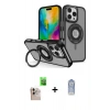 MARSİLYAN™- iPhone 16 Pro Max Kılıf Nova Minimal Serisi - Siyah Joko Magic 5D Cam + Natural Grey Raze Metal Kamera Lens