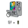 MARSİLYAN™- iPhone 16 Pro Max Kılıf Nova Minimal Serisi - Siyah Joko Magic 5D Hayalet Cam + Gümüş Pers Alüminyum Kamera Lens