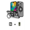 MARSİLYAN™- iPhone 16 Pro Max Kılıf Nova Minimal Serisi - Siyah Joko Magic 5D Hayalet Cam + Gümüş PVD Metal Kamera Lens