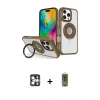 MARSİLYAN™- iPhone 16 Pro Max Kılıf Nova Minimal Serisi - Siyah Joko Magic 5D Hayalet Cam + Gümüş PVD Metal Kamera Lens