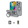 MARSİLYAN™- iPhone 16 Pro Max Kılıf Nova Minimal Serisi - Siyah Joko Magic 5D Hayalet Cam + Gümüş PVD Metal Kamera Lens