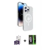 MARSİLYAN™- iPhone 16 Pro Max Kılıf Nova Modern Prime - Şeffaf 360 Full Body Arka Koruyucu + Gümüş Bilvis Titan Kamera Lens